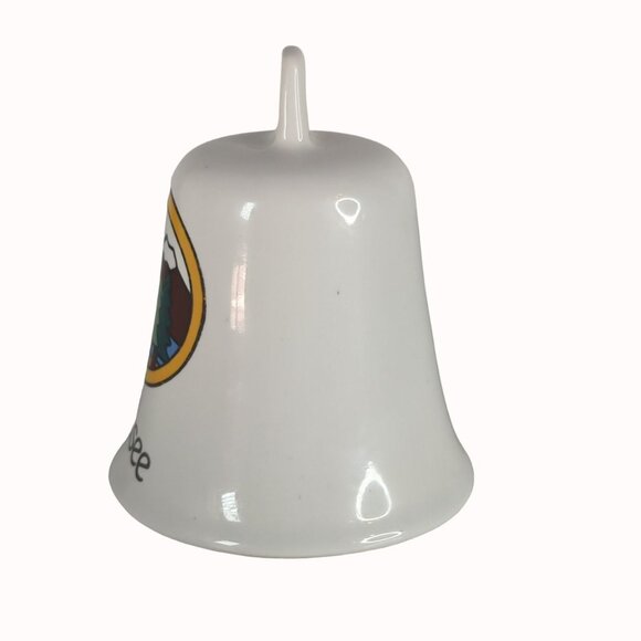 Vintage Tennessee Souvenir White Ceramic Bell Mountain Tree Scene - Picture 2 of 5